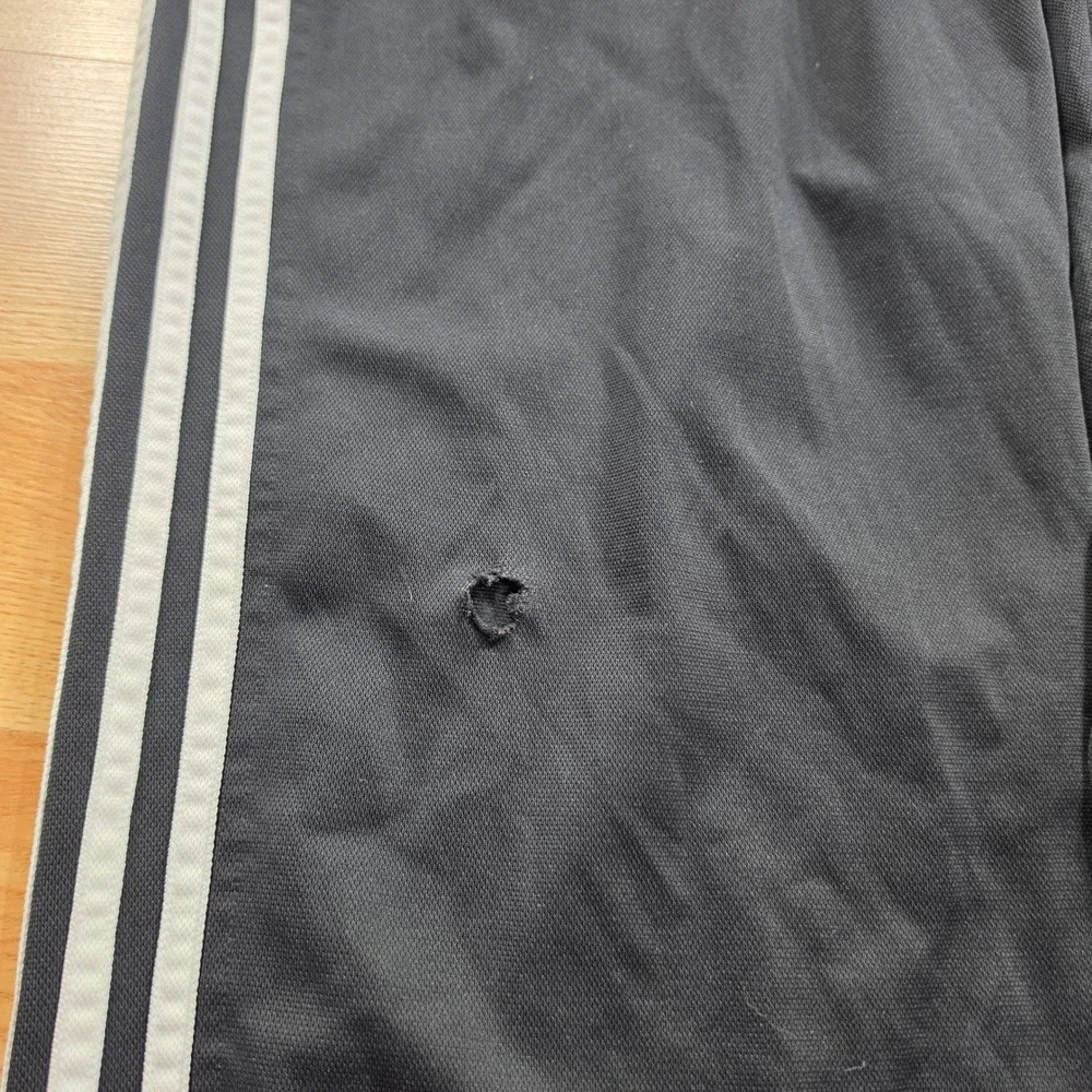 Vintage Adidas Track Pants Men XL Black 3-Stripe Athletic Baggy Straight Leg Y2k